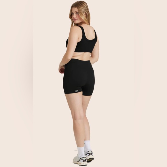 Set active black power shorts size m/l athletic gym yoga - Picture 1 of 5